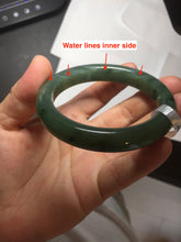 Load image into Gallery viewer, 56.3mm certified 100% Natural dark green black (碧玉) nephrite Jade bangle HT104-1584