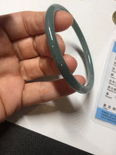 Load image into Gallery viewer, 58.8mm Certified Type A 100% Natural light green/blue/gray Guatemala slim round cut Jadeite bangle BP214-3802