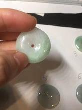 Load image into Gallery viewer, 23.5-27.7mm 100% Natural apple green/white jadeite Jade Safety Guardian Button(donut) Pendant group BK112