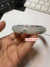 Load image into Gallery viewer, 51.5mm certificated Type A 100% Natural icy watery light green/white with dark green floating flowers chinese ink painting oval Jadeite Jade bangle PB125-7411