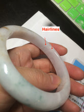 Load image into Gallery viewer, 61.2mm Certified Type A 100% Natural light green/white/brown/purple Jadeite Jade bangle AH82-0480