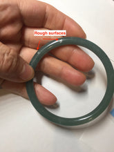 Load image into Gallery viewer, 57mm Certified Type A 100% Natural icy watery deep sea dark green/blue/gray/black slim round cut Guatemala Jadeite bangle AU66-7055