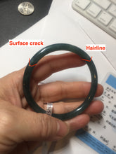 Load image into Gallery viewer, 57mm Certified Type A 100% Natural icy watery deep sea dark green/blue/gray/black slim round cut Guatemala Jadeite bangle AT114-2061