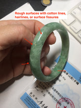 Load image into Gallery viewer, 58.4mm Certified Type A 100% Natural sunny green gray Jadeite Jade bangle PA117-9894