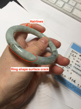 Load image into Gallery viewer, 55mm certified 100% natural Type A light green with green floating flowers round cut jadeite jade bangle BS106-2540