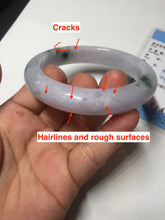 Load image into Gallery viewer, 58mm certified 100% natural type A light green/purple/yellow(FU LU SHOU)  jadeite jade bangle BN84-8722