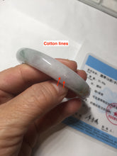 Load image into Gallery viewer, 54mm 100% Natural type A dark green purple white carved plum bossom and golden-painted Jadeite Jade bangle BP166-0266