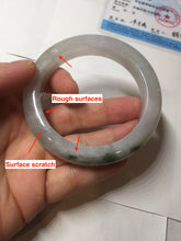 Load image into Gallery viewer, 53.5mm certified 100% natural Type A icy water sunny green/gray/black jadeite jade bangle BP158-5028