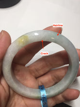 Load image into Gallery viewer, 56.5mm certified 100% natural type A white/light green white purple jadeite jade bangle AH104-0524
