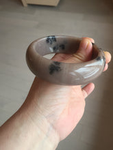 Load image into Gallery viewer, 60mm 100% natural chocolate milk color with flying leaf morning in the country chubby Quartzite (Shetaicui jade) bangle AW5