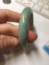 Load image into Gallery viewer, 56mm 100% Natural type A green/gray carved flowers and golden-painted Jadeite Jade bangle PB249-5681