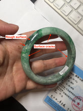 Load image into Gallery viewer, 60.5mm certified Type A 100% Natural sunny green gray black Jadeite Jade bangle BS81-9872