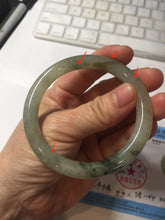 Load image into Gallery viewer, 54.5mm Certified type A 100% Natural light green dark green floating seaweed round cut Jadeite bangle PC137-6611