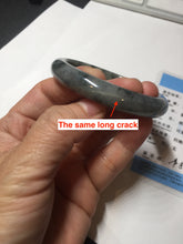 Load image into Gallery viewer, 49mm certified Type A 100% Natural icy watery yellow black(WuJi) oval Jadeite Jade bangle BM115-2675