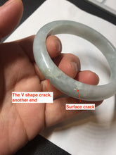 Load image into Gallery viewer, 54mm certified Type A 100% Natural light green white Jadeite Jade bangle BM67-0316
