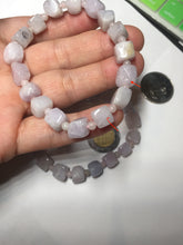 Load image into Gallery viewer, 100% natural type A icy white/purple jadeite jade beads bracelet BK57