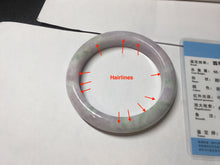 Load image into Gallery viewer, 59.5mm certified Type A 100% Natural light green sunny green light purple Jadeite Jade bangle BF147-8465