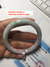 Load image into Gallery viewer, 59mm certified 100% natural type A light green/white/purple slim round cut jadeite jade bangle PC34-2674