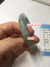 Load image into Gallery viewer, 55.3mm Certified Type A 100% Natural light green with carved Ancient Coin, Auspicious Cloud, and Lingzhi Jadeite Jade bangle PD146-6252