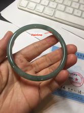 Load image into Gallery viewer, 59mm Certified Type A 100% Natural light green/blue/brown slim round cut Guatemala Jadeite bangle BS60-4618