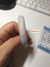 Load image into Gallery viewer, 52mm certified type A 100% Natural green/white oval jadeite jade bangle BK125-0256