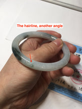 Load image into Gallery viewer, 57.5mm Certified Type A 100% Natural icy watery light green with green floating flowers round cut Jadeite Jade bangle AM95-2726