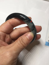 Load image into Gallery viewer, 55mm Certified Type A 100% Natural dark green black/white (black water and white mountains,白山黑水) Jadeite bangle PD140-6240