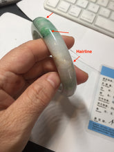 Load image into Gallery viewer, 59.5mm certified Type A 100% Natural light green sunny green red light purple Jadeite Jade bangle BF143-5283