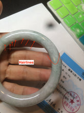 Load image into Gallery viewer, 56.5 mm certificated Type A 100% Natural light green/purple round cut Jadeite Jade bangle S65-4066
