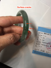 Load image into Gallery viewer, 57.2mm certified Type A 100% Natural icy watery dark green gray Jadeite Jade bangle PC15-0368