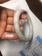 Load image into Gallery viewer, 55mm Certified type A 100% Natural light green/purple/yellow round cut Jadeite bangle AE62-6546