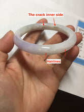 Load image into Gallery viewer, 54mm Certified type A 100% Natural light green purple round cut Jadeite bangle PC102-4955