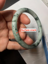 Load image into Gallery viewer, 57.9mm certified Type A 100% Natural light green with floating green flowers round cut Jadeite Jade bangle AU12-3021