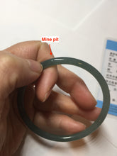 Load image into Gallery viewer, 56.5mm Certified Type A 100% Natural icy watery green/blue/black/gray slim round cut Guatemala Jadeite bangle PC63-7050