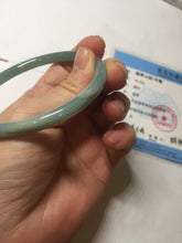 Load image into Gallery viewer, 60mm Certified Type A 100% Natural light green/blue/gray Guatemala slim round cut Jadeite bangle PD73-8152