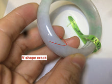 Load image into Gallery viewer, 50mm 100% natural Type A sunny green/purple oval jadeite jade bangle E51-1084