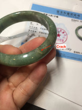 Load image into Gallery viewer, 55.5mm Certified Type A 100% Natural dark green/gray Jadeite Jade bangle D156-5371