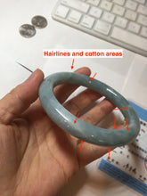 Load image into Gallery viewer, 60.5mm certified 100% natural light green/blue chubby round cut jadeite jade bangle PC99-9145