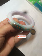 Load image into Gallery viewer, 54mm Certified 100% natural Type A olive green/white/purple jadeite jade bangle AX96-5190
