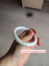 Load image into Gallery viewer, 55.5mm Certified 100% natural Type A sunny green/white jadeite jade bangle BH28-5421