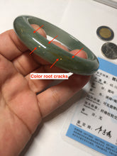 Load image into Gallery viewer, 53.2mm certified type A 100% Natural dark green/gray/yellow Jadeite Jade bangle AF96-7577
