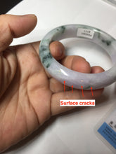 Load image into Gallery viewer, 54.4mm certified 100% natural Type A light purple with sunny green flying flowers jadeite jade bangle BL105-8717