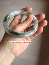 Load image into Gallery viewer, 58.5mm certified type A 100% Natural oily light green/white chubby round cut Jadeite Jade bangle BM20-2798
