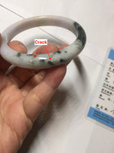 Load image into Gallery viewer, 54.5mm certified 100% natural Type A dark green/purple/white with green floating flowers jadeite jade bangle PB230-2822