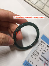 Load image into Gallery viewer, 50.5mm Certified Type A 100% Natural dark green/blue/gray Guatemala slim round cut oval Jadeite bangle BP196-2470