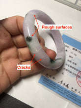 Load image into Gallery viewer, SOld! pleae don't order. Thanks. 55mm certified 100% natural type A sunny green/purple jadeite jade bangle BN86-8721