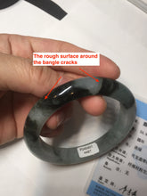 Load image into Gallery viewer, Shopify only. 56.5mm certified 100% natural type A dark green white jadeite jade bangle BN88-4487