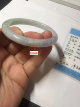 Load image into Gallery viewer, 51.5mm certified Type A 100% Natural sunny green purple oval Jadeite Jade bangle AA97-9110