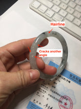 Load image into Gallery viewer, 54.7mm certified Type A 100% Natural icy watery light green with green floating flowers round cut Jadeite Jade bangle BK136-7343