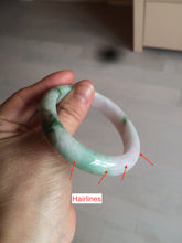 Load image into Gallery viewer, 55mm Certified 100% natural Type A sunny green/purple/white jadeite jade bangle BH29-5417